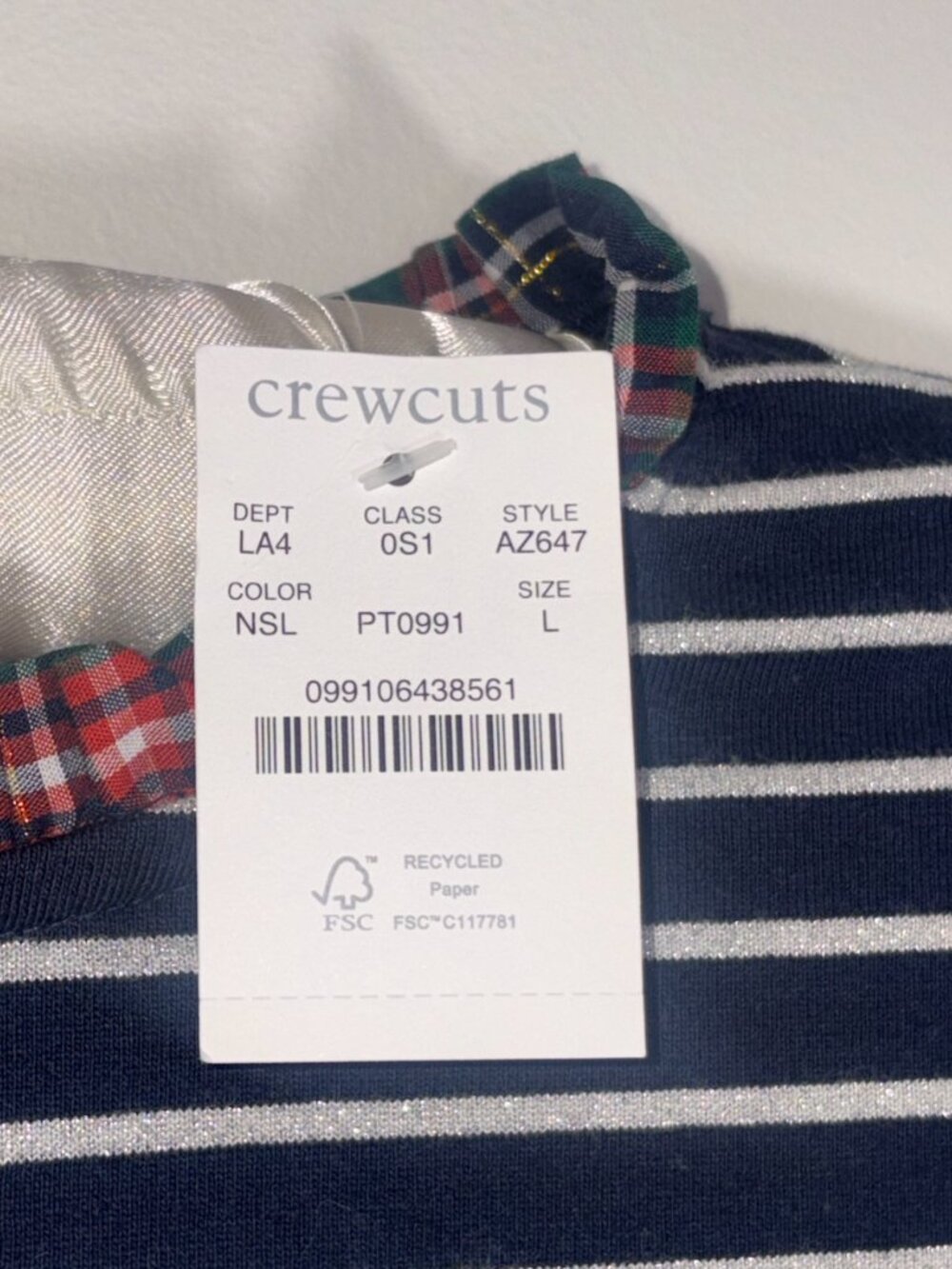 NEW NWT Crewcuts by J.Crew Girls TwoFer Plaid Stripe Shimmer Dress - L (10-11) - Picture 3 of 11